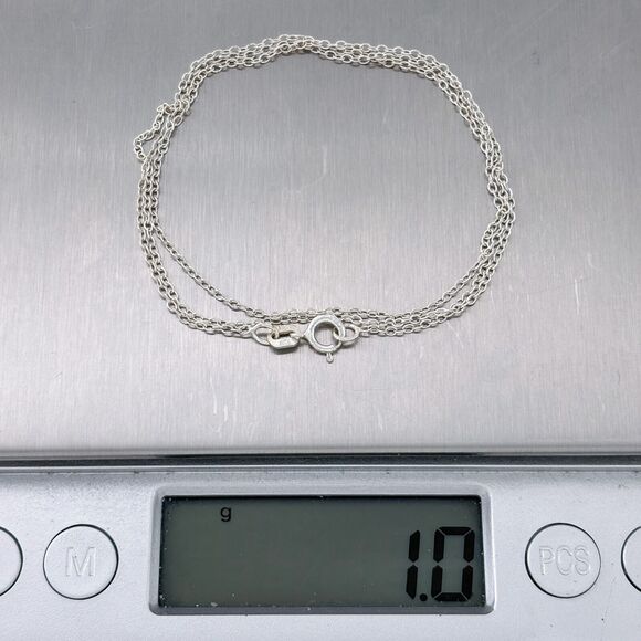 Vintage Thailand MD Sterling Silver 925 0.7mm Cable Chain Necklace 18" - Picture 2 of 3